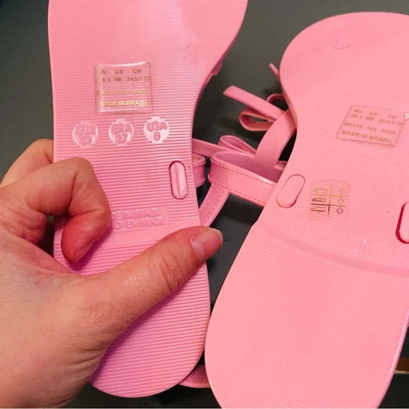 Stuart Weitzman Felicity Bow Jelly Sandals In Pink Size 38.5 / 8 - Picture 9 of 11